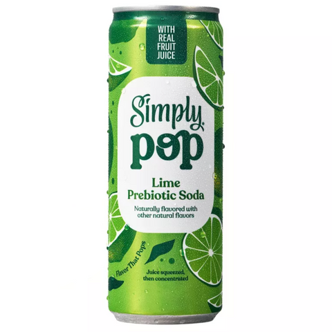 Simply Pop Lime Prebiotic Soda, 12 fl oz