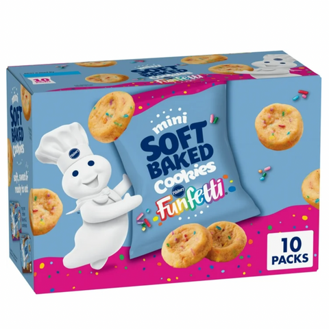 Pillsbury Mini Soft Baked Cookies, Funfetti, Snack Bags, 10 Count