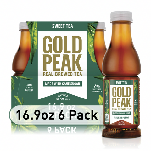 Gold Peak Real Brewed Ice Tea Cane Sugar Sweet, 6.9 fl oz, 6 Count