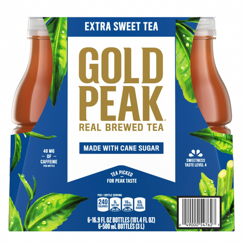 Gold Peak Extra Sweet Iced Tea Drink, 16.9 fl oz, 6 Count