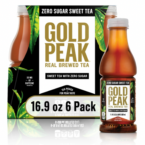 Gold Peak Zero Sugar Sweet Iced Tea Drink, 16.9 fl oz, 6 Count