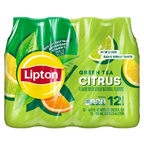 Lipton Iced Green Tea, Citrus Bottled Tea Drink, 16.9 oz, 12 Count