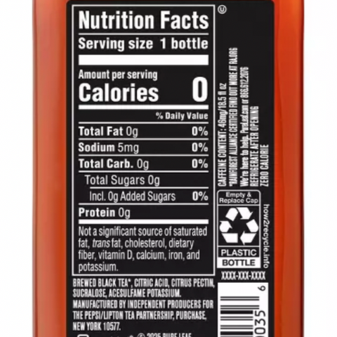 Pure Leaf Zero Sugar Sweet Tea, 18.5 oz