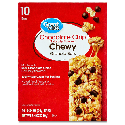 Great Value Chocolate Chip Chewy Granola Bars, 10 Count