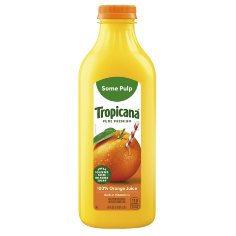 Tropicana Pure Premium Original Orange Juice With Some Pulp, No Sugar Added, 46 fl oz