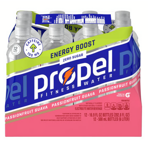 Propel Zero Sugar Electrolyte Water, Passion Fruit Guava, 16.9 oz, 12 Count