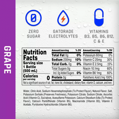 Propel Zero Sugar Electrolyte Water, Grape, 16.9 oz, 6 Count
