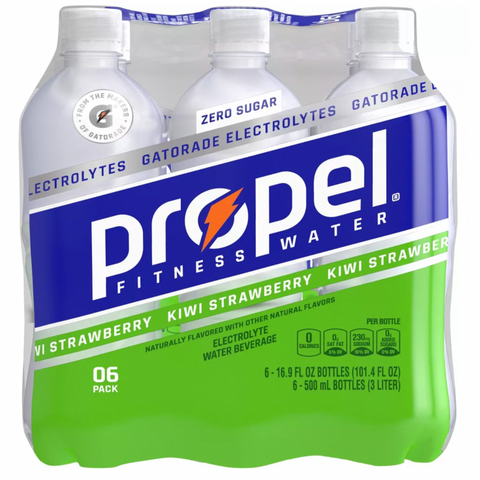 Propel Zero Sugar Electrolyte Water, Kiwi Strawberry, 16.9 oz, 6 Count