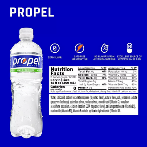 Propel Zero Sugar Electrolyte Water, Kiwi Strawberry, 16.9 oz, 6 Count