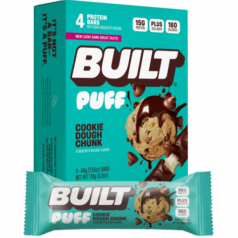 Built Bar Cookie Dough Chunk Puff Protein Bars, 4 Count