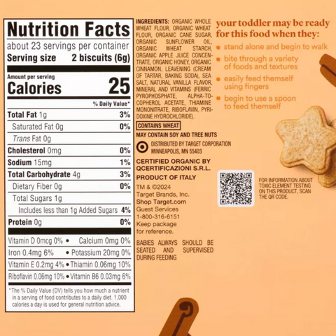 Good & Gather Organic Toddler Snack, Honey & Cinnamon Whole Grain Biscuit, 5oz