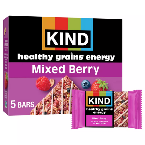 KIND Health Grains Energy Mixed Berry Protein Bars, 5 Count