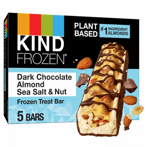 Kind Frozen Dark Chocolate Almond Sea Salt & Nut Plant Based Frozen Treat Bars, 8 fl oz, 5 Count