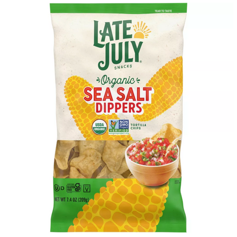 Late July Snacks Organic Sea Salt Dippers Tortilla Chips, 7.4oz
