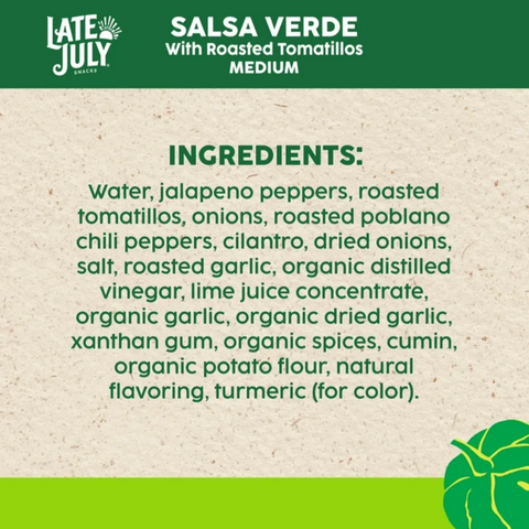 Late July Snacks Salsa Verde with Roasted Tomatillos, Medium, 15.5 oz