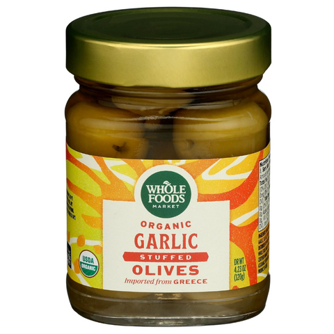 Whole Foods Market, Organic Garlic Stuffed Olives, 4.23 oz