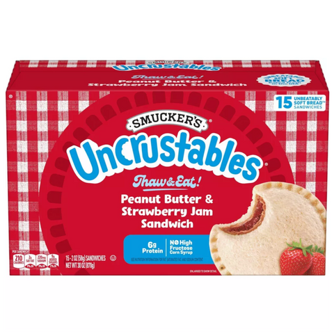 Smucker's Uncrustables Frozen Peanut Butter & Strawberry Jam Sandwich, 15 Count