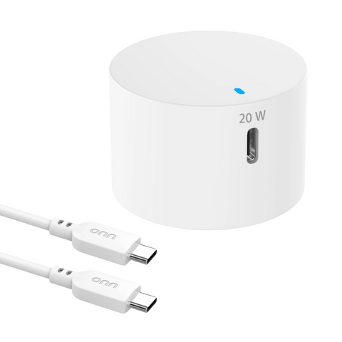 20W Single USB-C Port Wall Charger With 3ft C-C Cable, White. Compatible with iPhone 16 Series, iPhone 15 Series, Samsung Galaxy, Note, Pixel Devices iPad Pro, & More