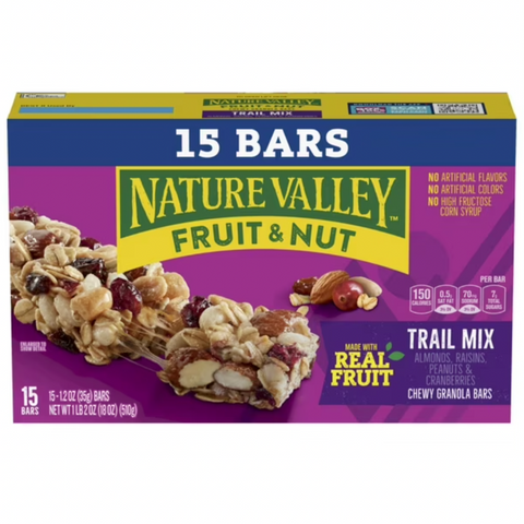 Nature Valley Chewy Fruit and Nut Granola Bars, Trail Mix, 15 Ct