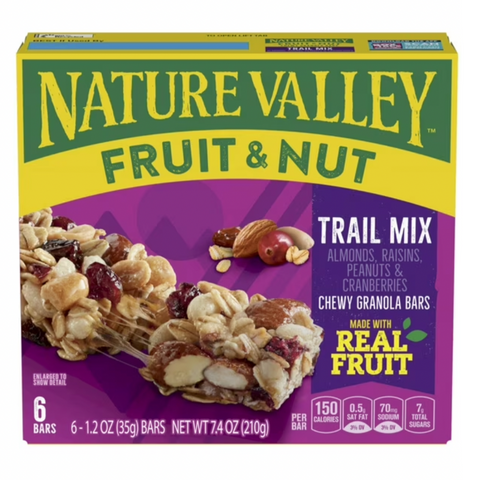 Nature Valley Chewy Fruit and Nut Granola Bars, Trail Mix, 6 Ct