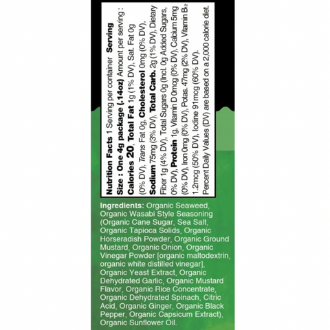 Ocean's Halo Organic Trayless Seaweed Snack, Wasabi, Vegan, 0.14 oz
