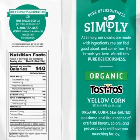 Simply Tostitos Organic Yellow Corn Tortilla Chips, 8.25 oz