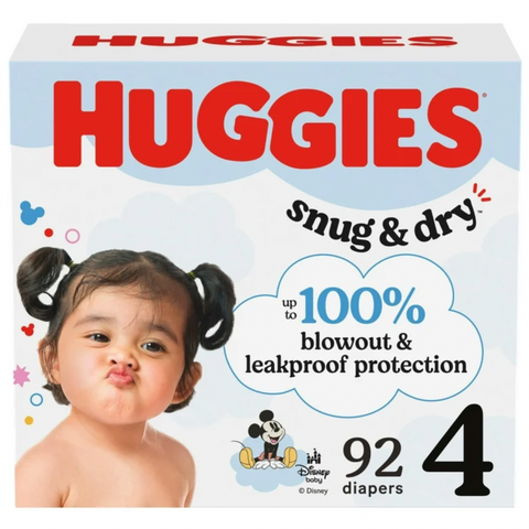 Huggies Mickey Mouse Snug & Dry Diapers Super Pack, Size 4 (92 Ct)