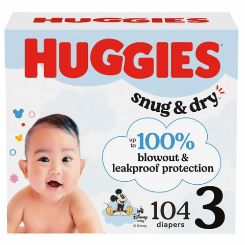 Huggies Mickey Mouse Snug & Dry Diapers Super Pack, Size 3 (104 Ct)