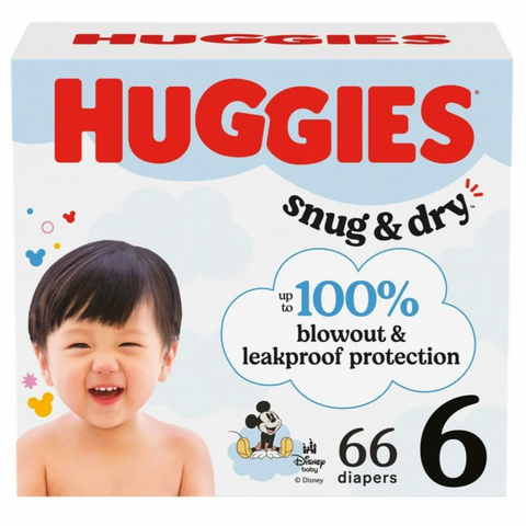 Huggies Mickey Mouse Snug & Dry Diapers Super Pack, Size 6 (66 Ct)