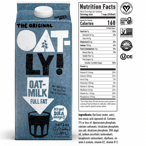 Oatly The Original Full Fat Oatmilk Non-Dairy Milk, 64 fl oz