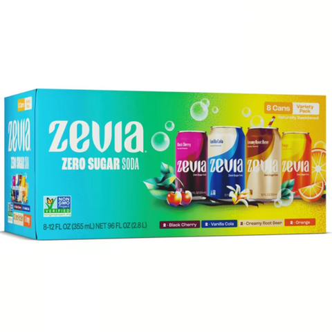 Zevia Zero Sugar, 0 Calorie Variety Soda, 12 fl oz, 8 Count