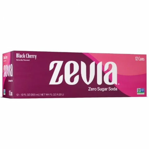 Zevia Black Cherry Cola Zero Calorie Soda, 12 fl oz, 12 Count