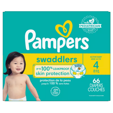 Pampers Swaddlers Diapers - Size 4, 66 Count