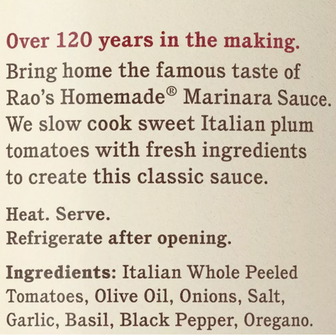 Rao's Homemade Marinara Sauce All Natural Tomato & Pasta Sauce, Premium Quality, 32oz