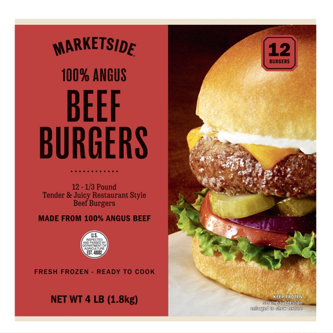 Marketside 100% Angus Beef Burgers, 4lb, 12 Count