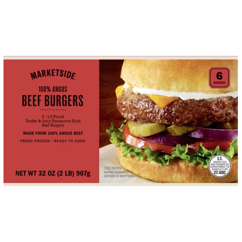 Marketside 100% Angus Beef Burgers, 2lb, 6 Count
