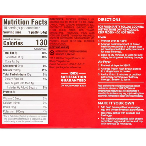 Market Pantry™ Frozen Crispy Hash Brown Potato Patties, 22.5oz, 10 Count