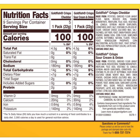 Goldfish Crisps Variety Pack, 7.2oz, 9 Count