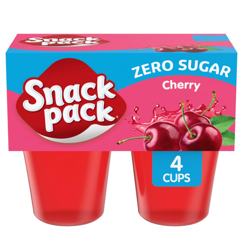 Snack Pack Zero Sugar Cherry Flavored Juicy Gels, 3.25 oz Snack Cups, 4 Count