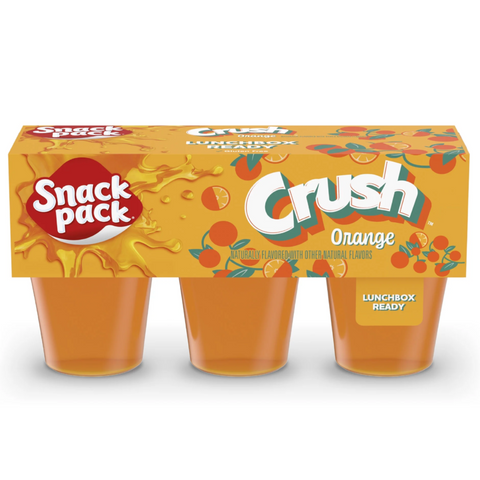 Snack Pack CRUSH Orange Flavored Juicy Gels, Orange Snack Cups, 3.25 oz. 6 Count