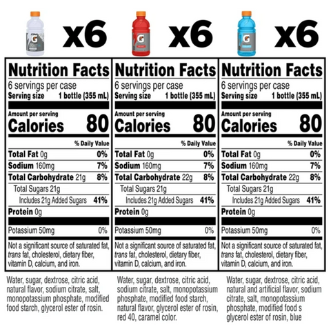 Gatorade Sports Drink, Fruit Punch/Glacier Cherry/Cool Blue Variety Pack, 12 fl oz, 18 Count