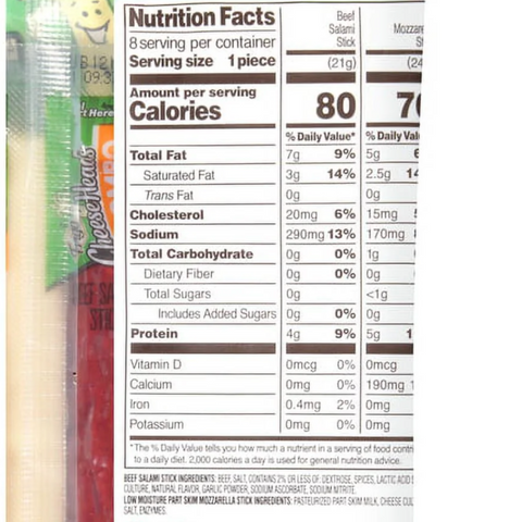Frigo® Cheese Heads® Mozzarella Cheese & Salami Sticks, 8 Count