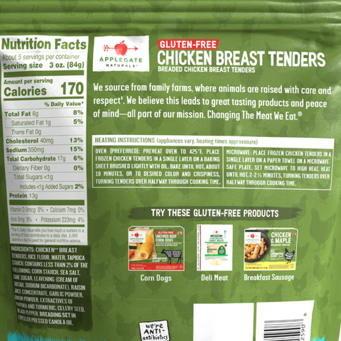 Applegate Natural Gluten-Free Breaded Chicken Breast Tenders, 16oz