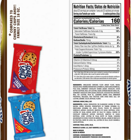 Chips Ahoy! Party Size, Chunky Chocolate Chip Cookies, 24.75 oz