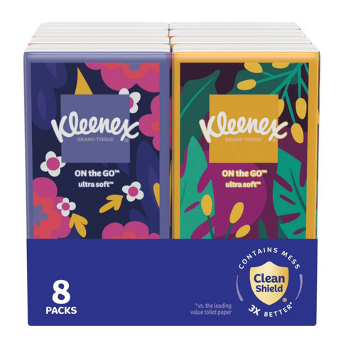 Kleenex On-the-Go Ultra 8 pack Wallet Packs Facial Tissue