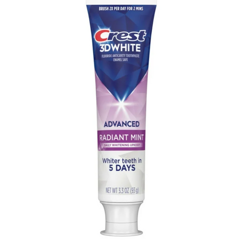 Crest 3D White Advanced Teeth Whitening Toothpaste, Radiant Mint, 3.3 oz, 3 Count