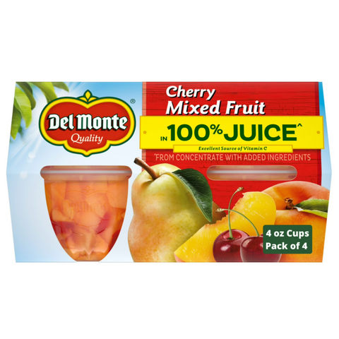 Del Monte Cherry Mixed Fruit in 100% Fruit Juice, 4 Count