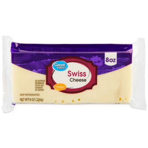 Great Value Swiss Block Cheese, 8 oz