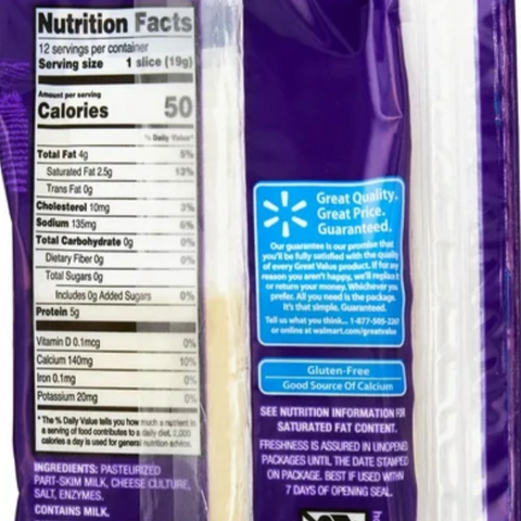 Great Value Low-Moisture Part-Skim Deli Style Sliced Mozzarella Cheese, 8 oz, 12 Slices