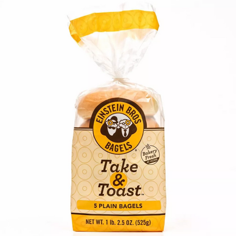 Einstein Bros Take & Toast Plain Bagels, 18.5oz, 5 Count